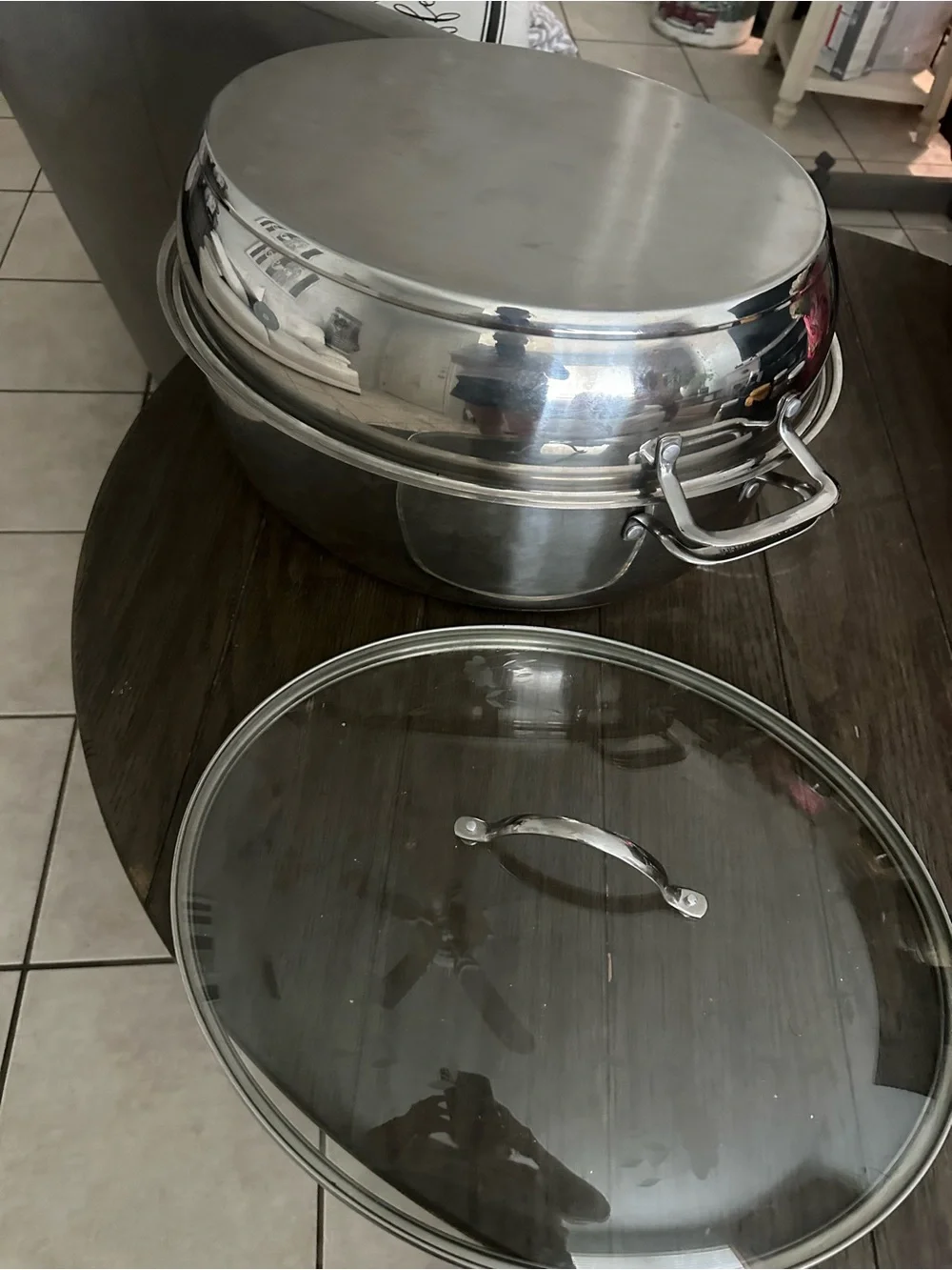 Stainless Steel Roasting Pan with Glass Lid - Silver